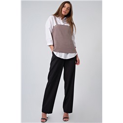 Топ вязаный на бретелях бежевый меланж