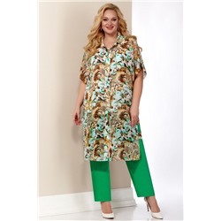 Aira Style 533 зеленые_орхидеи, Кардиган,  Брюки,  Блуза