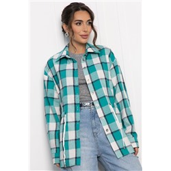 Рубашка хлопковая Джанет (бело-зеленая) Б14270-4М