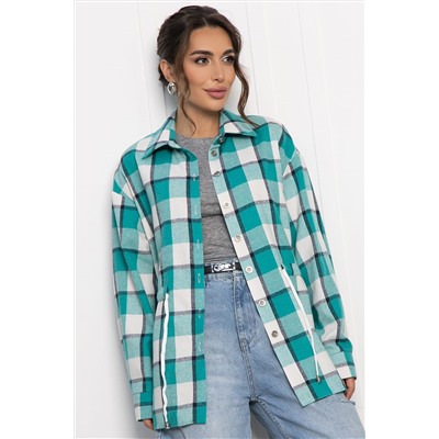 Рубашка хлопковая Джанет (бело-зеленая) Б14270-4М