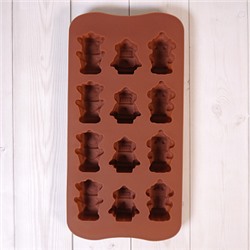 Форма силиконовая для шоколада "Роботы" 20*10 см, 12 ячеек