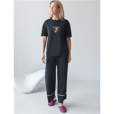 Футболка с принтом свободная эластичная из премиального хлопка