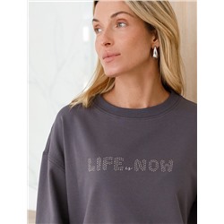 Свитшот из эластичного футера с авторским принтом