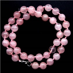 Бусы из натурального камня РОЗОВЫЙ КВАРЦ (бусины по 9-10 мм., длина 44-46 см.), 1 шт.