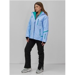 Горнолыжный костюм женский зимний большого размера голубого цвета 07093Gl