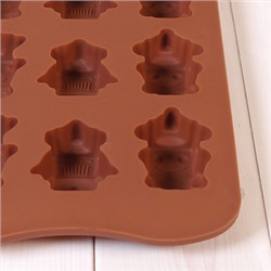 Форма силиконовая для шоколада "Роботы" 20*10 см, 12 ячеек