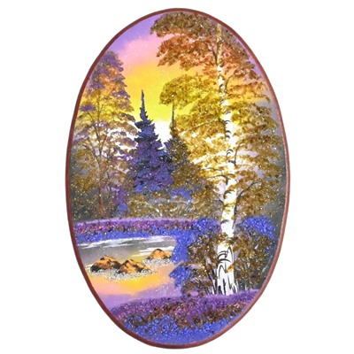 Картина с рисунком из камня осений вечер "овал" 30,5*46,5см, 800г