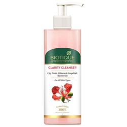 CLARITY CLEANSER, Clay Fresh, Hibiscus & Grapefruit SHOWER GEL, Biotique (ОЧИЩАЮЩИЙ ГЕЛЬ ДЛЯ ДУША с Глиной, Гибискусом и Грейпфрутом, Биотик), 200 мл.
