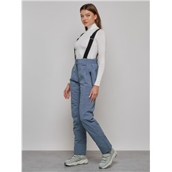 Полукомбинезон утепленный женский зимний горнолыжный серого цвета 1333Sr