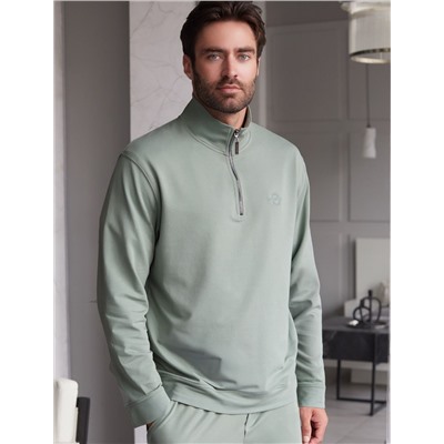 Свитшот с воротом стойкой на молнии из эластичного футера двухнитки
