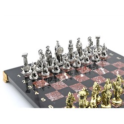 Шахматы подарочные с металлическими фигурами "Леонидас", 250*250мм