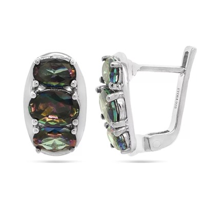 Серьги из серебра мистик кварц, Микра