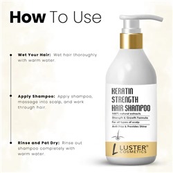 KERATIN STRENGTH Shampoo, Luster (ПРОЧНОСТЬ КЕРАТИНА шампунь для волос, Ластер), 300 мл.