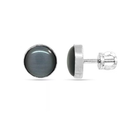 Серьги из серебра кошачий глаз, Ю-25145р