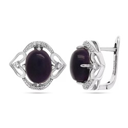 Серьги из серебра чароит, МЦВ227