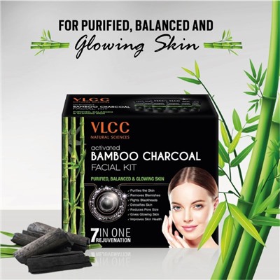 ACTIVATED BAMBOO CHARCOAL FACIAL KIT Purified Balanced & Glowing Skin, VLCC (АКТИВИРОВАННЫЙ БАМБУКОВЫЙ УГОЛЬ набор для очищения и сбалансированного сияния кожи лица), 6x10 г.