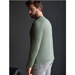 Джемпер хенли из полотна пике с меланжевым плетением с эластаном