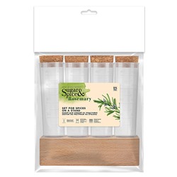 Набор для специй Sugar&Spice Rosemary 4 штуки с пробковыми крышками на деревянной подставке SE105012996