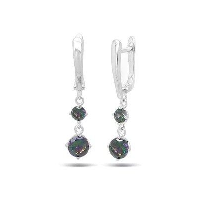 Серьги из серебра мистик кварц, МЦВ990мк