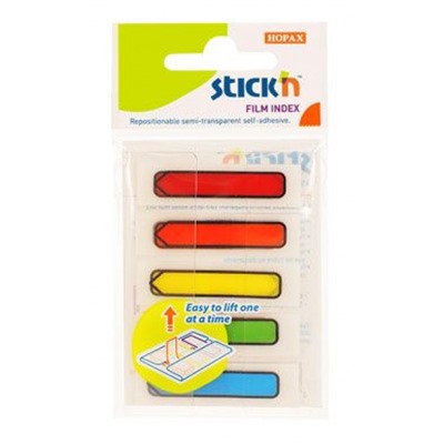 Закладки с клеевым краем 45х12 мм 5цв х 20шт пластиковые стрелки  Stick`n Z-сложения 26072 (381350) Hopax