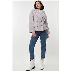 Укороченная шуба из эко меха лиловый пепел