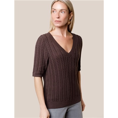 Джемпер фактурной вязки из хлопка с кашемиром