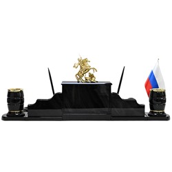 Настольный набор из обсидиана "Георгий Победоносец" 950*340*335мм