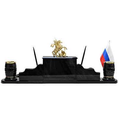 Настольный набор из обсидиана "Георгий Победоносец" 950*340*335мм