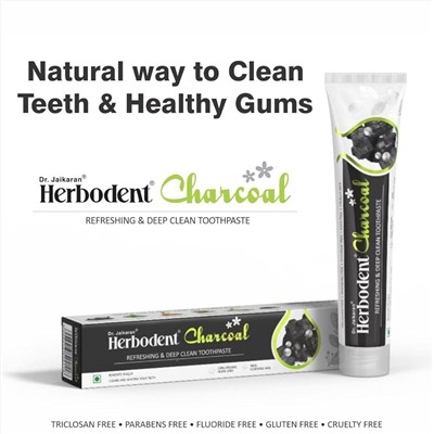 Herbodent CHARCOAL Toothpaste, Dr. Jaikaran (Хербодент УГОЛЬНАЯ зубная паста - свежесть и глубокое очищение, Доктор Джейкаран), 100 г.