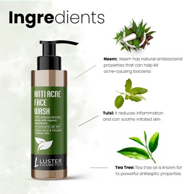 ANTI ACNE Face Wash, Luster (ПРОТИВ АКНЕ гель для умывания, Ластер), 115 мл.