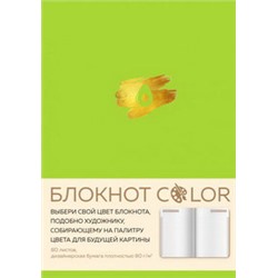 Блокнот Color (салатовый). Резинка, тиснение зол. фольгой, искусственная кожа, 80 л., А5