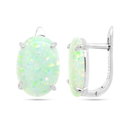 Серьги из серебра опал белый, МОВ0325