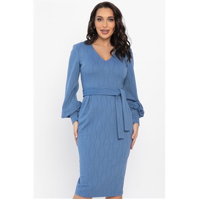 Платье с поясом Безупречный силуэт (синее) П14512-10М