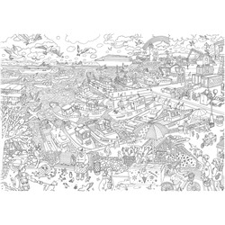 Плакат раскраска для детей «Морской порт» (формат А1)