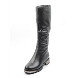 K66-D1 BLACK Сапоги зимние женские (натуральная кожа, натуральный мех (еврозима)) размер 39