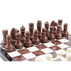Шахматы подарочные из камня лемезит и мрамор 375*375мм.