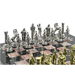 Шахматы подарочные с металлическими фигурами "Воины", 300*300мм