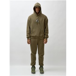 Спортивный костюм мужской демисезонный на флисе цвета хаки 332Kh