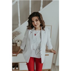 Ольга Стиль С-707/1 полоска_малина, Брюки,  Блуза,  Жакет