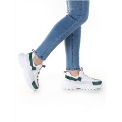 DMG08-3 WHITE/GREEN Кроссовки женские (нат.кожа, нат.замша, текстиль) размер 39