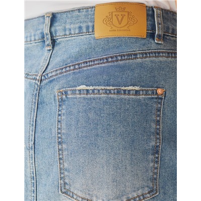 Юбка с ассиметричной застежкой из эластичного денима