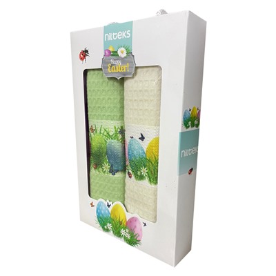 Набор вафельных полотенец NILTEKS HAPPY EASTER SATIN 2 пр р-р 40х60