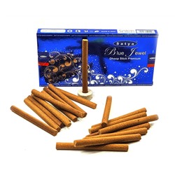 BLUE JEWEL Dhoop Sticks Premium, Satya (ГОЛУБАЯ ДРАГОЦЕННОСТЬ безосновные благовония, Сатья), уп. 20 палочек.