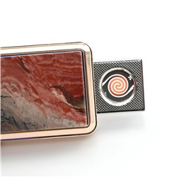 Зажигалка подарочная USB с накладкой из яшмы 84*25*12мм.