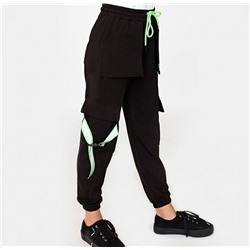 0900 черн Брюки-джоггеры для девочек (128-176)