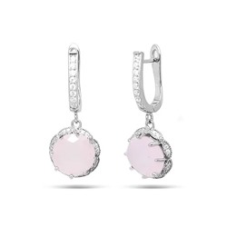 Серьги из серебра розовый кварц, МЦВ010
