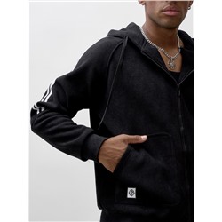 Спортивный костюм мужской демисезонный на флисе черного цвета 341Ch