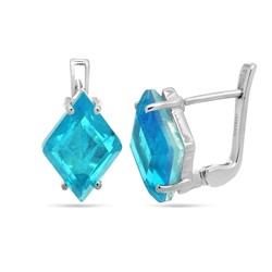 Серьги из серебра турмалин лазурный выращ., Кателина