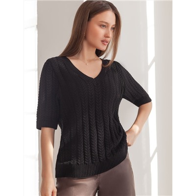 Джемпер фактурной вязки из хлопка с кашемиром