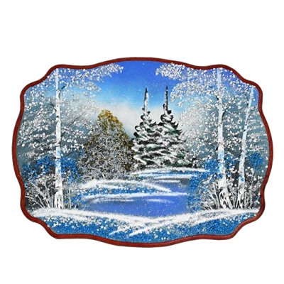 Картина с рисунком из камня, зима "прямоугольное" 33*24см, 490г